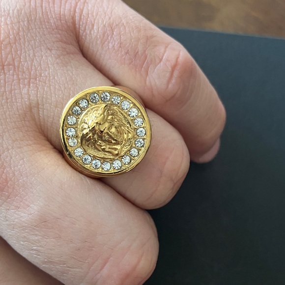 Versace Gold Medusa Ring with CZ Diamond 💎 Size-11 - Picture 9 of 12
